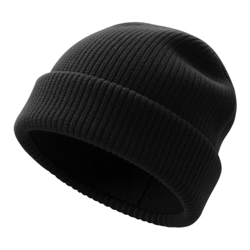 SPLASHGRIP Winter Beanie for Men Women Soft Fleece Lined Warm Knit Hat Ski Stocking Hat Thermal Thick Caps Black