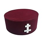 Granate Terciopelo Desconocido Masónico Caballero Templario KT Preceptor Tapa/Sombrero con Funda - Rojo, 61mm