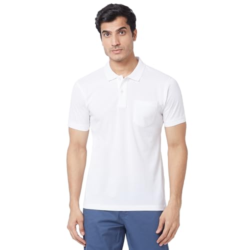 Image of Colorplus Men's Pure Cotton Solid Pattern Tailored Fit Polo Neck Half Sleeve Casual T-Shirt