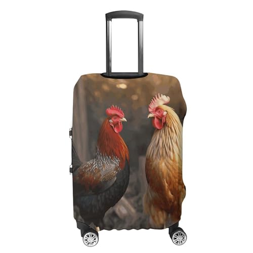 Rooster And Chicken Printed Luggage Cover Protector, Fits 18-32 Inch Luggage4
