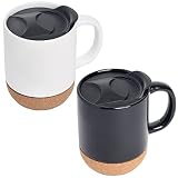 Preiswert&Gut 2 x Kaffee Becher Korkboden 350ml Kaffeetasse Coffee Trinkbecher mit Verschluss