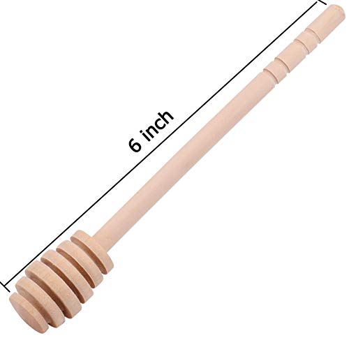 Lawei 50 Pack Wooden Honey Dipper Sticks - 6 Inch Mini Honey Dipper Server for Honey Dispenser Drizzled Honey and Wedding Party Favors, Individually Wrapped (Deep Groove - 6 inch)