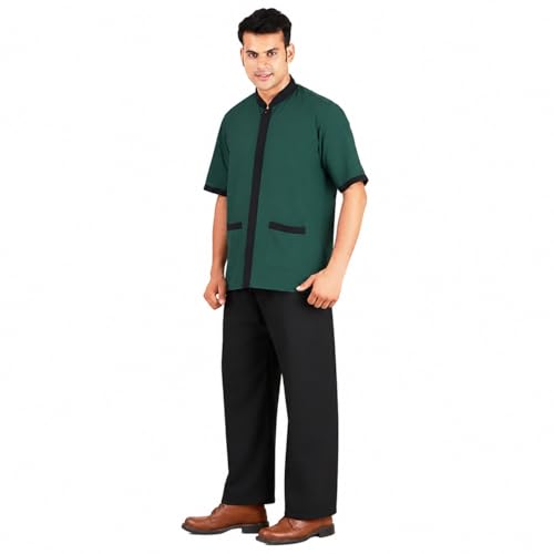 Image of FABUNIFORMS Uniform Set For Men Housekeeping, Hotel Staff, Hospital Staff Dress Set (Green)