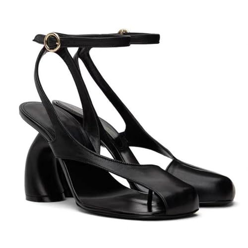 Women's Asymmetric Square Toe High Heel Sandals, Flip Flop High Heeled Sandals,Square Toe Adjustable Ank Fashion Sandals2