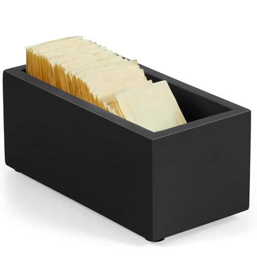 BWODYAY Sugar Packet Holder Wood Sugar Caddy Black Sugar Packet Holder for Coffee Bar Drink Packet Organizer Condiment Holder