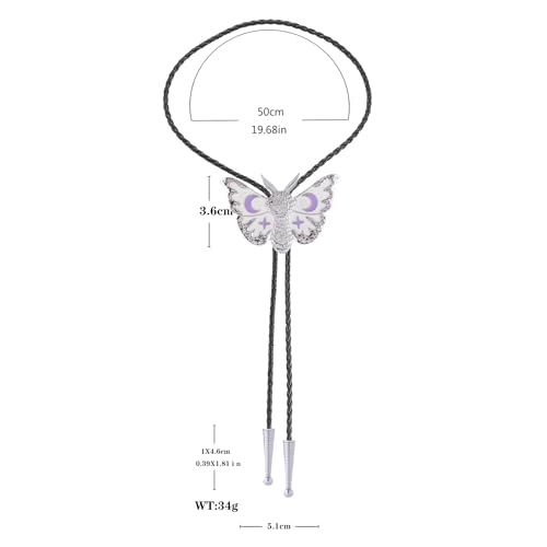 Image of Btilasif Bolo Tie for Men Women, Western Cowboy Bolo Tie, Star Moon Butterfly Necklace Neckties, Cowboy Accessories Western Gifts for Men Women, White