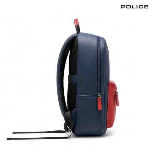Image of Police Stylish Dual-Tone Laptop Backpack for Men & Women | Cushioned Laptop Sleeve | Large Storage Capacity | Front Organizer Pocket | Perfect for Office, College, Travel & Daily Use I Navy /Red