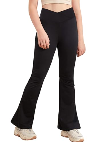 Girls Leggings High Waisted Stretchy Flare Pants Solid Yoga Bell Bottoms2