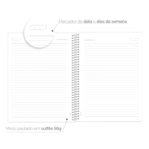 Caderno Universitário Espiral 1 Matéria Profissões Letras (Preto e Rosê)