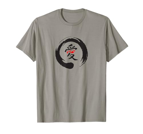 Amor en Enzo Zen Circle, Caligrafía Kanji, Rico en Significado Camiseta