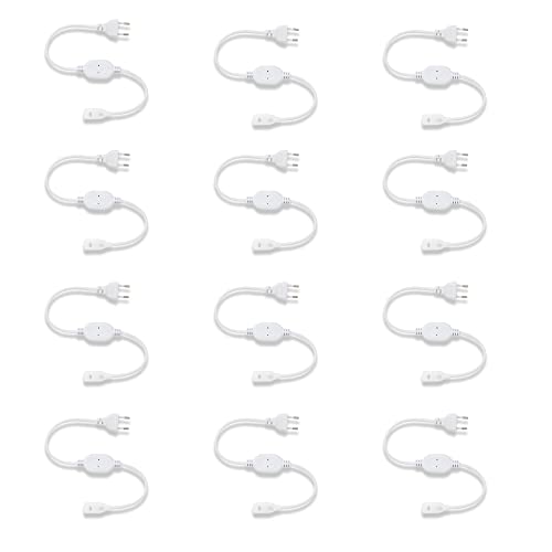 Image of Murphy 220V AC PIN Connector /Adaptor /Cable for LED (SMD 2835-120 LED /Mtr.) Rope Light (Pack of 12), White
