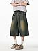 Men's Wide Leg Vintage Denim Shorts with Elastic Waistband Y2K Harajuku Fashion Loose Baggy Grunge Denim Bottoms (Vintage Blue,X-Large)