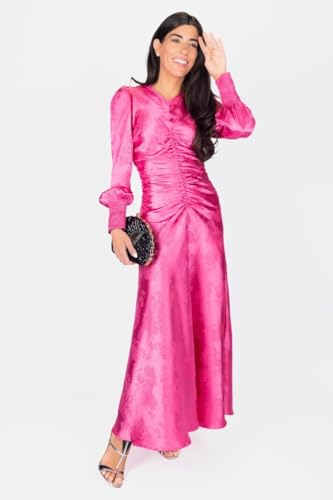 Audrey Dress – Modest Elegant Long Sleeve A-Line Maxi Dress for Women (Pink)2