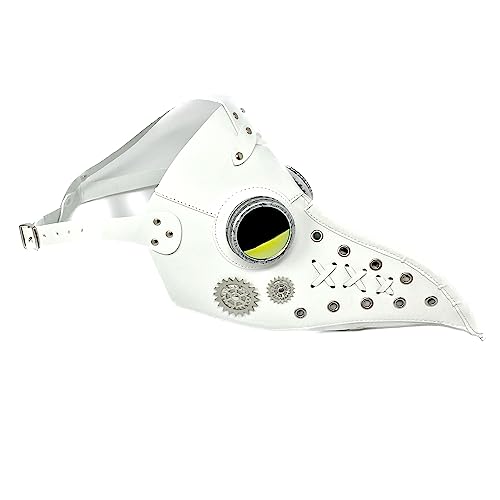STORM BUY Steampunk Plague Doctor Mask Long Nose Bird Masquerade Mask For Halloween Costume Cosplay party (White Leather)