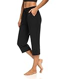 ZJCT Womens Yoga Capri Pants Wide Leg Drawstring Comfy Loose Lounge Pajama Capris for Women with...