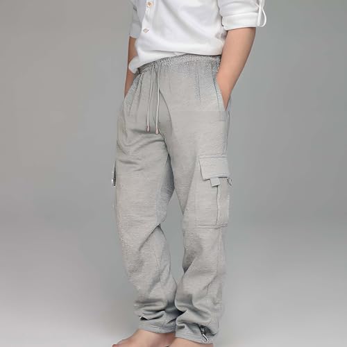 Fleece Cargo Sweatpants for Teen Boy Baggy Elastic Waist Drawstring Sweat Pants Teens Active Workout Joggers with Pockets2