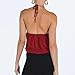 Women Y2k Front Tie Crop Tops Halter Neck Flowy Plisse Summer Going Out Top Sexy Split Sleeveless Cami Shirt (US, Alpha, X-Large, Regular, Regular, Red)