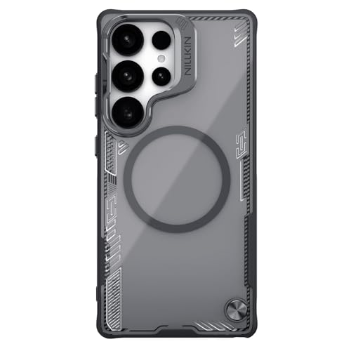 Image of PRITO Nilkin Magnetic Case for Samsung S25 Ultra, Shockproof Protection with MagSafe, Never Yellowing and Biodegradable Material, with Stand & Transparent Camera Lens Cover (Black, S25Ultra)