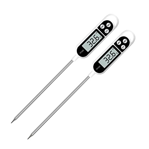 Taksho Lot de 2 thermomètres à viande numériques avec sonde de température alimentaire pour viande, grill, barbecue, sucre, lait et eau, cuisine Cover