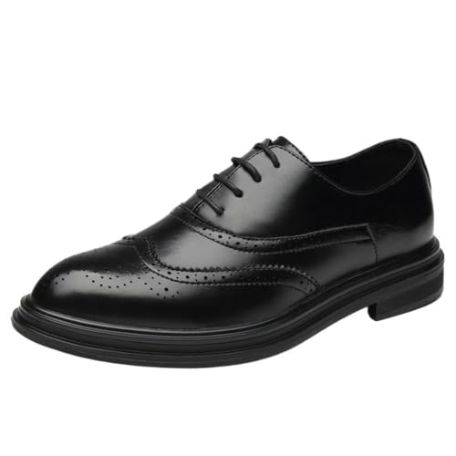 Men's Lace up Brogue Derby Dress Shoes Business Casual Breathable Leather Office Work Shoes
