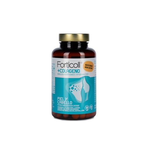 Forticoll - Colágeno BioActivo Piel y Cabello, Complemento Alimenticio, Comprimidos elaborados a base de Péptidos de Colágeno Bioactivos, Minerales, Vitaminas - 120 Comprimidos