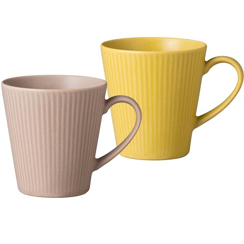 小倉陶器 ザ・ヴェセル マグカップ 軽量 330ml 電子レンジ 食洗機対応 美濃焼 日本製 2色セット (m.サーモンピンク+マスタード)