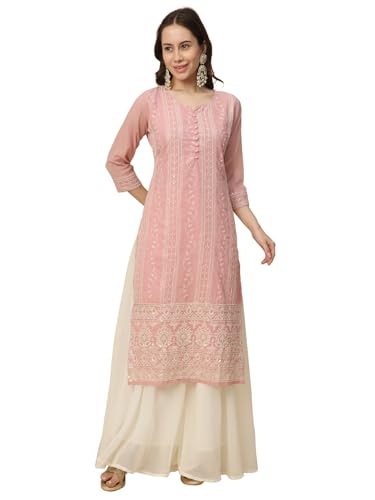 RATAN Women's Georgette Anarkali Lucknowi Chikankari Ethnic Wear ...
