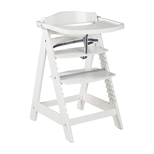 roba Trona Evolutiva de Madera Sit Up Click et Fun + Bandeja Desmontable - Altura Ajustable - Silla para Bebés 6 Meses - Soporta 70 kg - Blanco