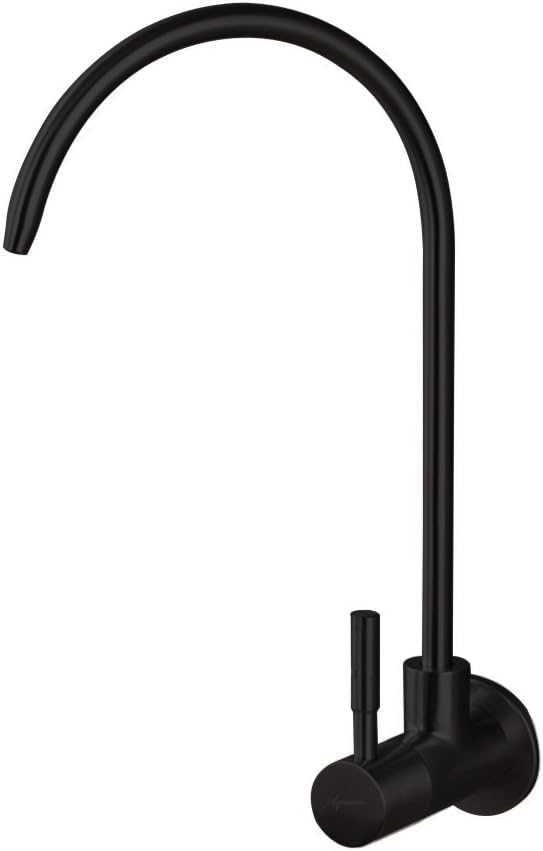 Aquieen SS 304 Kitchen Wall Mounted RO Water Tap with Wall Flange (Cold Water Provision) (Black)