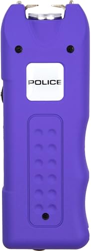 POLICE Stun Gun for Self Defense 628 – High Voltage Mini Rechargeable with LED Flashlight & Siren Alarm – Compact & Heavy Duty – Personal Security for Women & Men – Purple