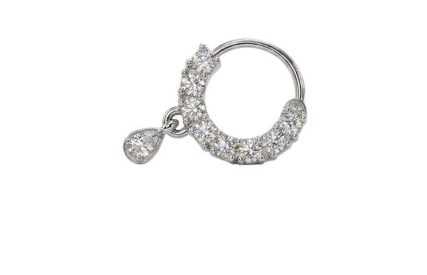 Nose Ring For women American Diamond Nose ring with Piercing Nath Hoop Nose Pin For Women and Girls Silver Nose Hoop Ring Nathiya with Teardrop Design for Pierced Nose bali-image-39