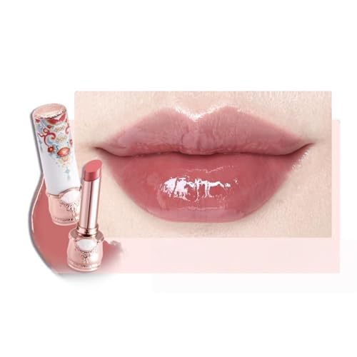 Flower Knows Butterfly Cloud Collar Glossy Lipstick,Hydrating Solid Lip Gloss,Moisturizing Red Tinted Lip Balm,Long Lasting Lip Gloss in Balm for Girls&Women,(C07 Red Bean)