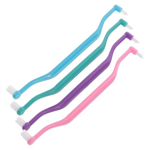 DECOMELODY 4 Piezas Cepillo Dental Manual Doble Cara Cepillo Interdental Compacto Limpieza para y Dentaduras Colores Surtidos