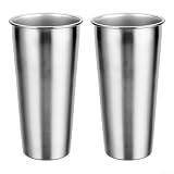 2 Stück Outdoor-Edelstahl-Campingbecher ohne Griff, 400 ml/500 ml/600 ml, leicht, rostbeständig, Becher für Wandern und Reisen (600 ml)