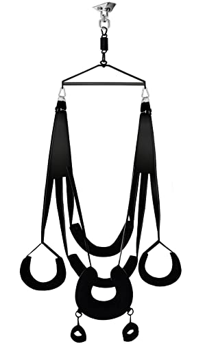 BELSIANG Adult Sex Swing,360 Degree Spinning Indoor Ceiling Sling, Sex Toys Set with Premium Paint Stand and Widened Thick Comfortable Swing for Couples(Pillow Extreme, Black)