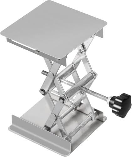 FunChem Tijera de Laboratorio, Gato de Acero Inoxidable, Soporte Elevador de Laboratorio, Mesa de Soporte de Elevación de Laboratorio (100 X 100 Mm), Capacidad 5kg