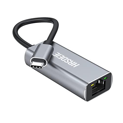 USB C to Ethernet Adapter, HRSDEIE Type-C Thunderbolt 3 to RJ45 Gigabit 1000Mbps Ethernet LAN Network Adapter for MacBook Air/Pro, Surface Book, iPad Pro, Dell XPS 13, Galaxy [Aluminum Shell Portable]
