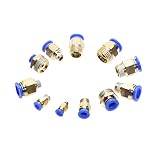 Złącze montażowe Gwint zewnętrzny 1/8 '' 1/4 '' 4/8 '' 1/2 '' 4 6 8 10 12 mm złącze pneumatyczne w linii do podłączenia części sprężarki powietrza (Color : PC8 02)