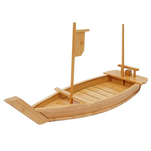 Bandeja Sushi en forma de barco de bambú 40x23 cm miniatura 1
