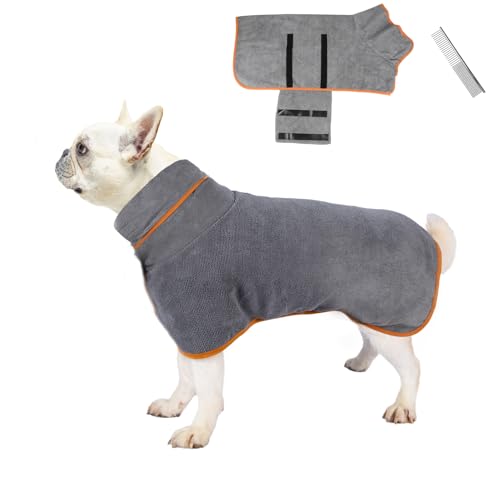 Albornoz para perros de microfibra, albornoz extra absorbente para perros, de secado rápido, toalla de baño para perros con correas ajustables, toalla suave para perros grandes y medianos pequeños y