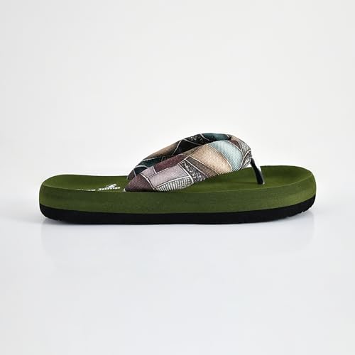 Image of Women's Geometric Print Flip Flops, Memory Foam Footbed, Comfort Slipper