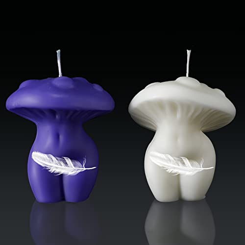 Roowest 2 Pcs Halloween Mushroom Body Shaped Candles Aesthetic Cool Soy Wax Trendy Female...