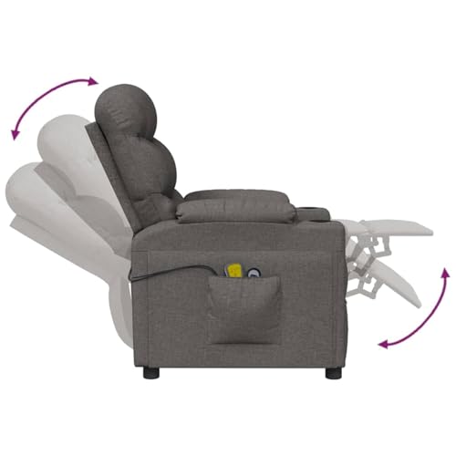 Gecheer Massagesessel Elektrisch Dunkelgrau Stoff, Relaxsessel TV-Sessel Schlafsessel Ergonomisch für Wohnzimmer Kinoabend Senioren3143504 – Bild 8