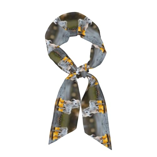 HLBSDM Pony con botas de lluvia Bufanda elegante de satén para mujer Bufanda suave y brillante con estampado integral Versátil para usar como diadema o corbata para citas y viajes.
