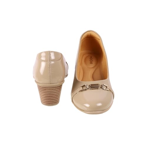 Image of Mochi Women Patent Leather Block Heel Formal Pump Shoes