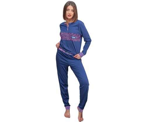 Pyjama long / court femme en coton Pyrex aux finitions soignées