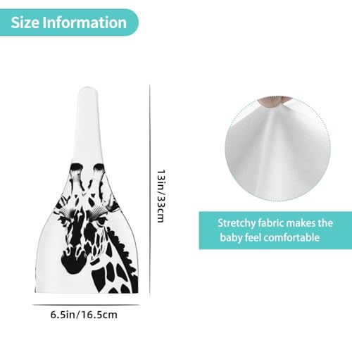 Newborn Baby Hat, Black and White Giraffe Print Soft Top Knot Beanie Cap, Cute Baby Headwear for 0-6 Months4