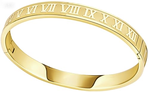 Roman Numeral Series Glossy Roman Numeral Bracelet, Fashion Bracelet for Men and Women, Gold, silver, rose gold, three-color stainless steel bracelet
