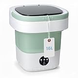 Portable Foldable Washing Machine, 16L Large-Capacity Mini Washer for Baby Clothes, Underwear & Travel Laundry, Lightweight TPE Silicone Washer for Apartments, Dorms & Camping，Green