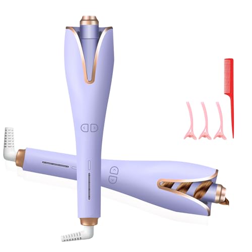 Anluomafuy Piastra Arricciacapelli Professionale in Ceramica - Con 3 Accessori per Styling e Pettine, Per Ricci e Onde Grandi, Temperatura Regolabile 160-220°C, Styling Duraturo Senza Danni (Viola)